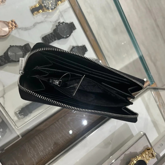 Michael Kors Men's Logo Printed Tech Zip Around Wallet 36U9MCRE3B BLACK - Picture 6 of 9